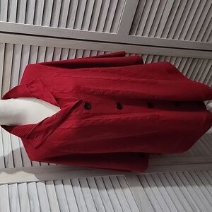 Angee Womens Red Poncho Sweater (One Size Fits Most)